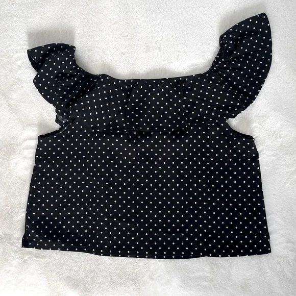 EUC Maison Jules Ruffle Polka Dot Blouse, Size XXL - Picture 5 of 9